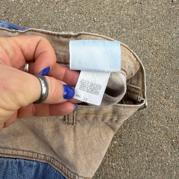 Vintage 80s OshKosh Two Tone Block V Yoke Midi A Line Jean Skirt Western 12 - Picture 7 of 10